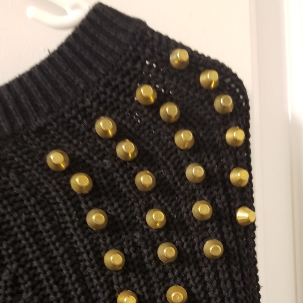 Express Black Gold Studded Knit Crewneck Sweater XS